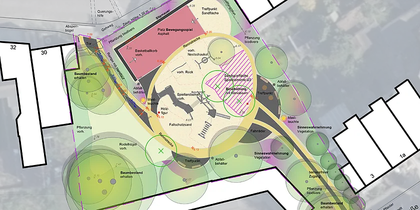 Auszug des Planes für den Spielplatz Adelenstraße 