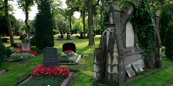 Bild von Grabplätzen auf dem Friedhof