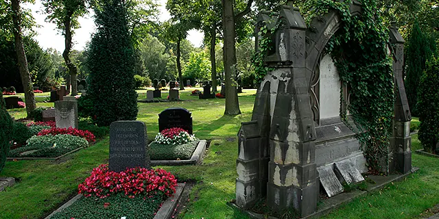 Bild von Grabplätzen auf dem Friedhof