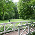 Weiße Brücke im Park